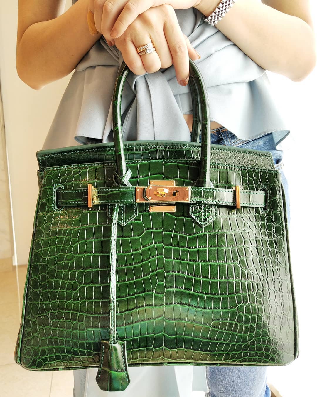 Tote Kulit Buaya Emerald
